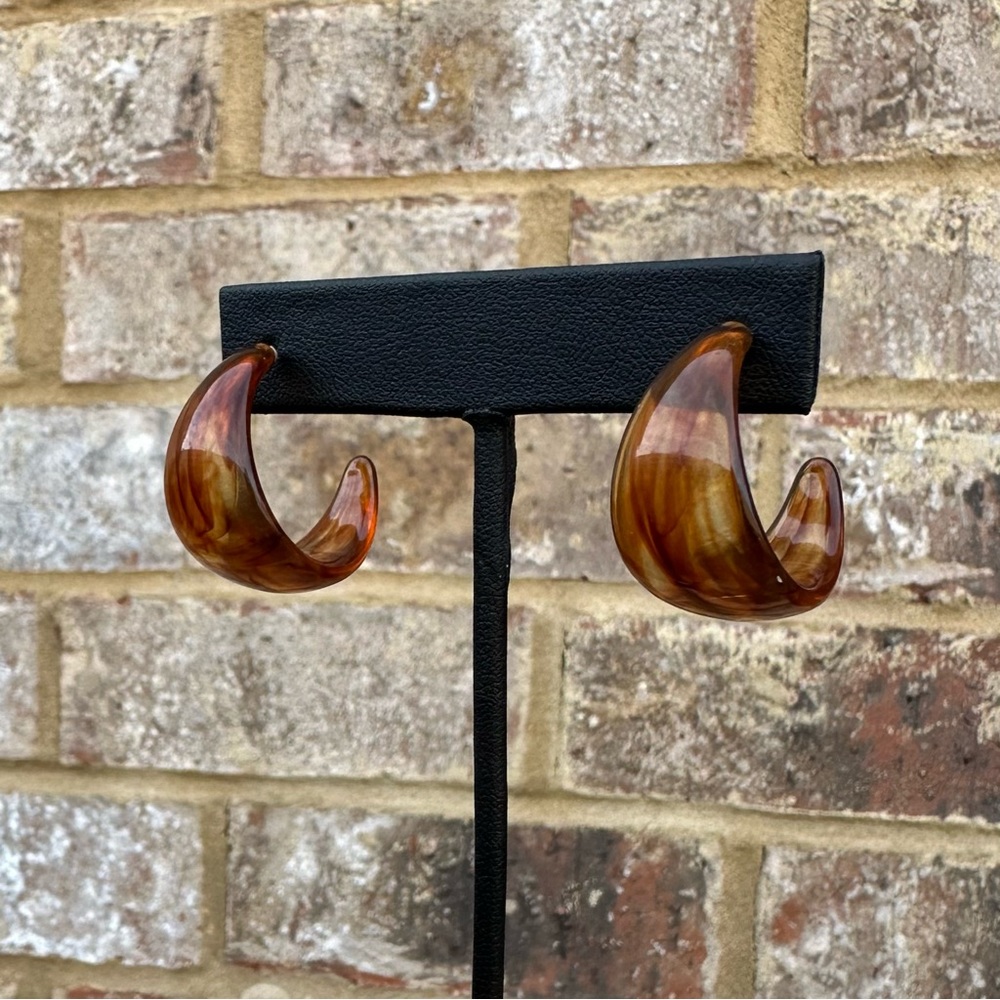 Coffee Brown Marble Wave Acrylic Earrings